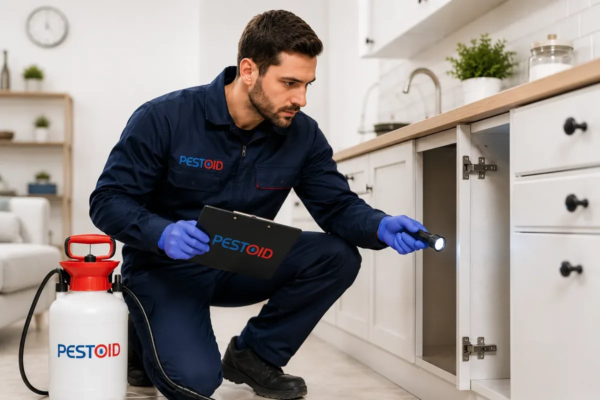 Pestoid technician carrying out a kitchen survey